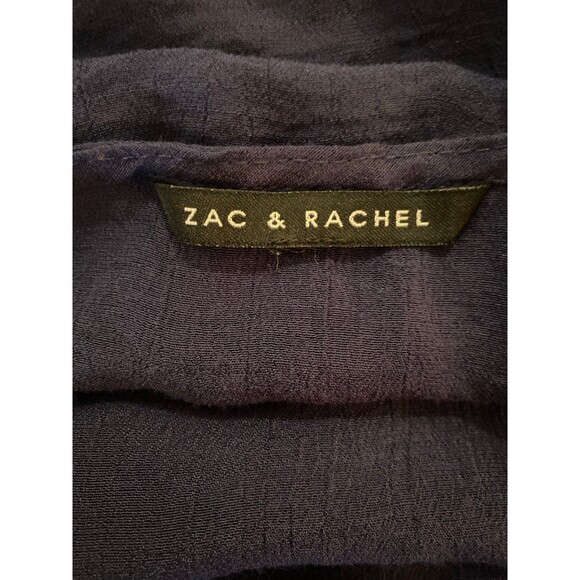 Zac & Rachel Blouse Size ? Large Navy Boho Lace Trim Peasant Top Hippie 70’s - Picture 7 of 11